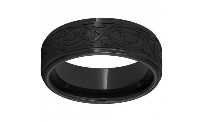 Black Diamond Ceramic Flat Grooved Edge Band with Art Nouveau Laser Engraving