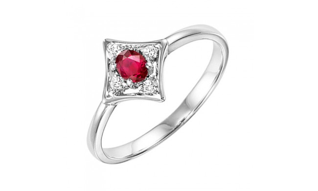 Gems One 14Kt White Gold Diamond (1/20Ctw) & Ruby (1/6 Ctw) Ring