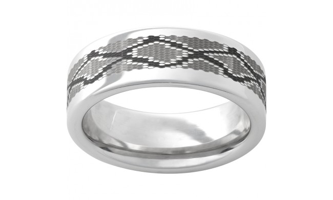 Serinium Pipe Cut Band with Snake Laser Engraving