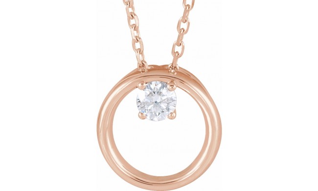 14K Rose 1/10 CTW Diamond Circle 16-18 Necklace