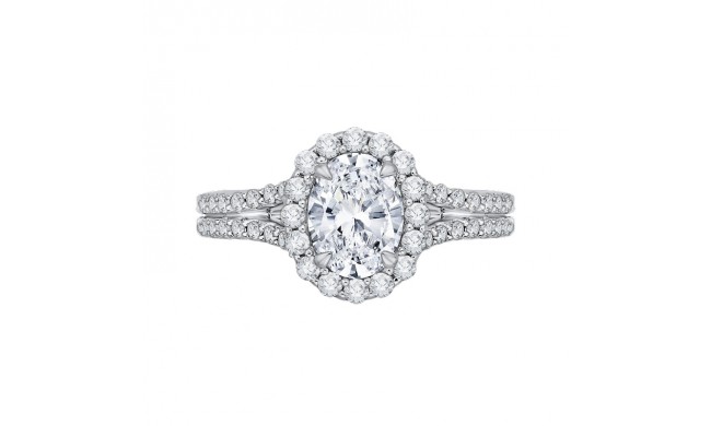 Shah Luxury 14K Two-Tone Gold Oval Diamond Halo Vintage Engagement Ring with Split Shank (Semi-Mount)