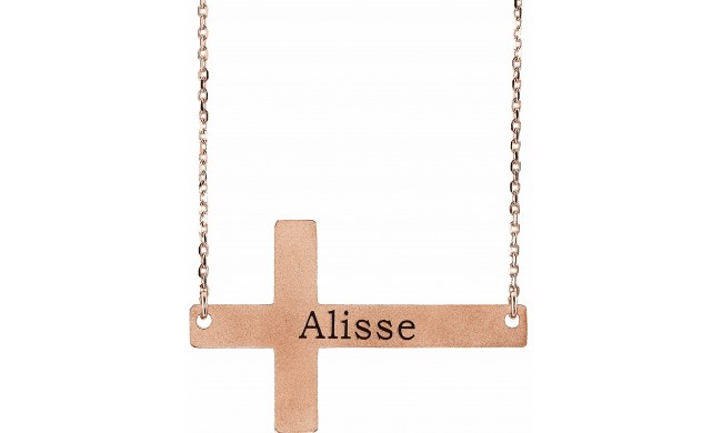 14K Rose Sideways Cross 16-18 Necklace