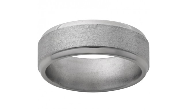 Titanium Flat Band with Step Beveled Edges and Stone Finish