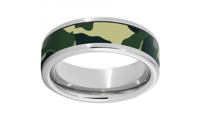 Serinium Pipe Cut Band with a 5mm Military Camo Pattern Inlay