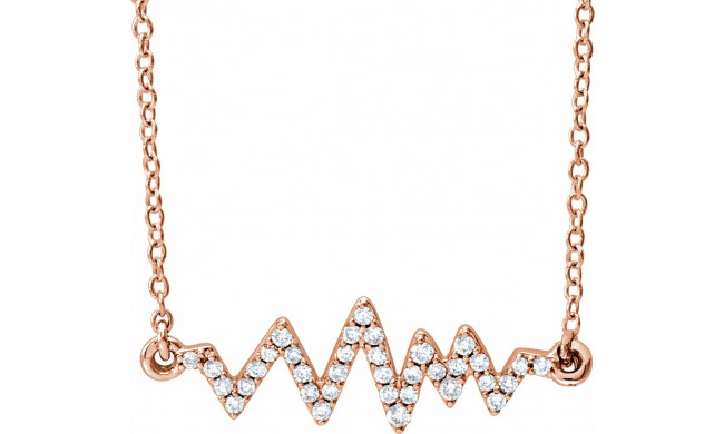 14K Rose 1/6 CTW Diamond Heartbeat 16-18 Necklace