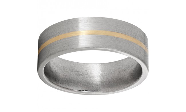 Titanium Flat Band with a 1mm 14K Yellow Gold Inlay and Satin Finish