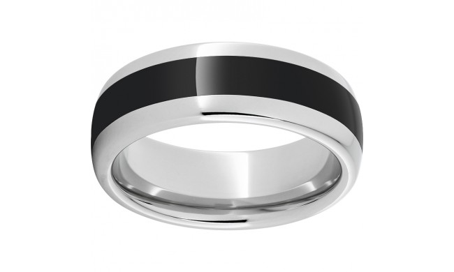 Serinium Domed Band with Black CeramicInlay