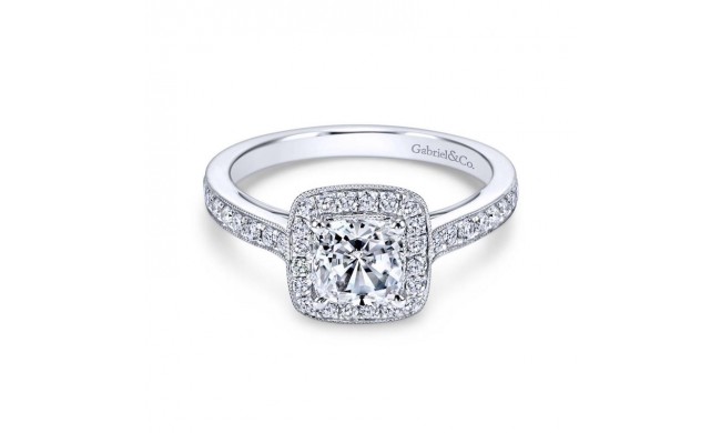 Gabriel & Co. 14k White Gold Victorian Halo Engagement Ring