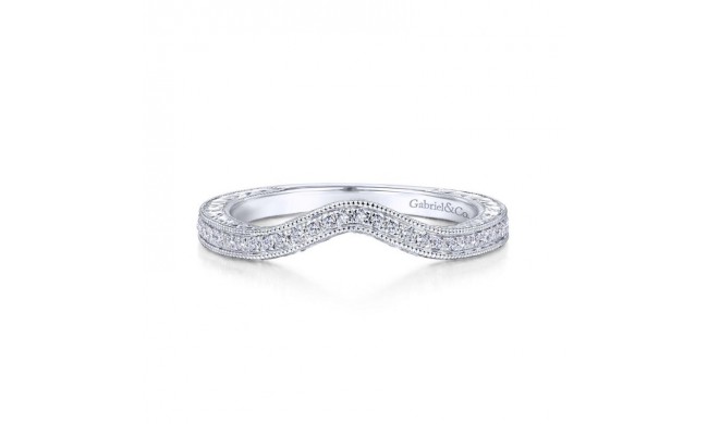 Gabriel & Co. 14k White Gold Victorian Curved Wedding Band