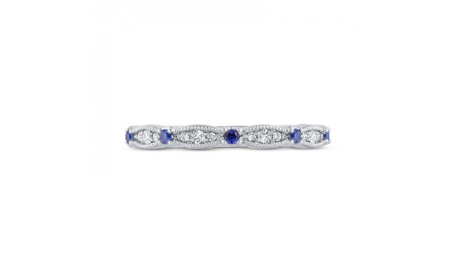 Shah Luxury 14K White Gold Round Diamond & Sapphire Wedding Band