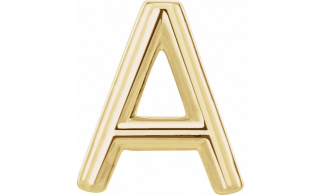 14K Yellow Single Initial A Earring