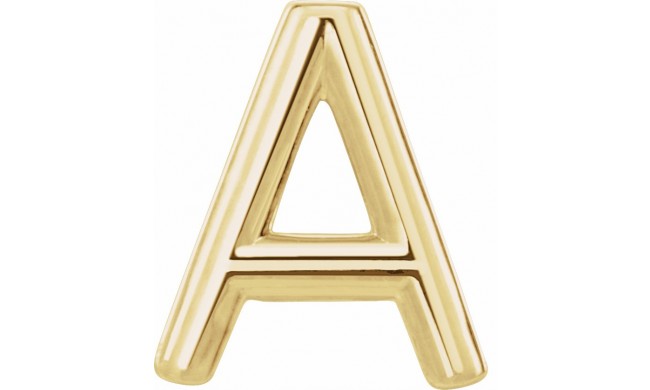 14K Yellow Single Initial A Earring