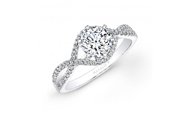 18k White Gold Twisted Shank Diamond Engagement Ring