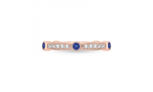 Shah Luxury 14K Rose Gold Round Diamond Wedding Band with Sapphire