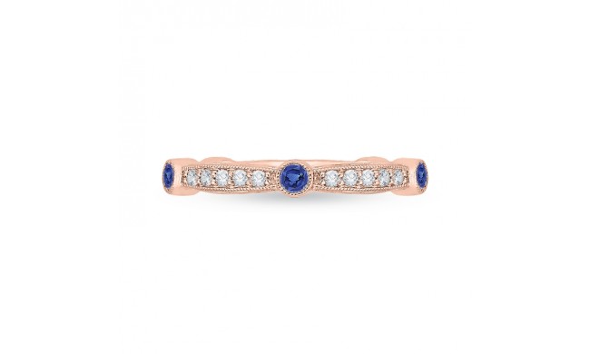 Shah Luxury 14K Rose Gold Round Diamond Wedding Band with Sapphire