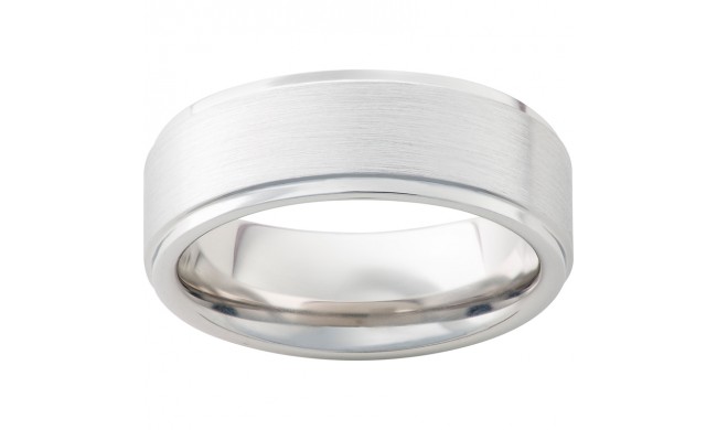 Serinium Flat Band with Grooved Edges and Satin Finish