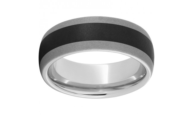 Serinium Domed Band with Black CeramicInlay and Sandblast Finish