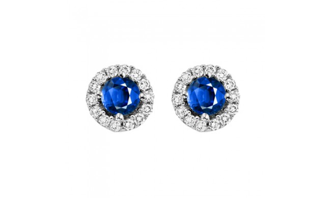 Gems One 14Kt White Gold Diamond (1/8Ctw) & Sapphire (1/3 Ctw) Earring