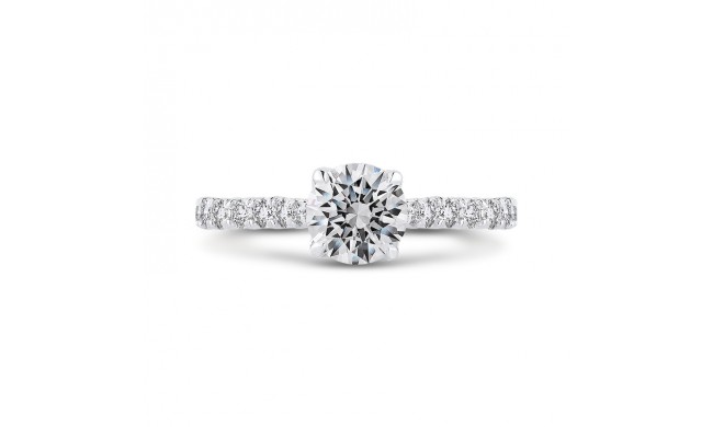 Shah Luxury 14K White Gold Round Diamond Engagement Ring (Semi-Mount)