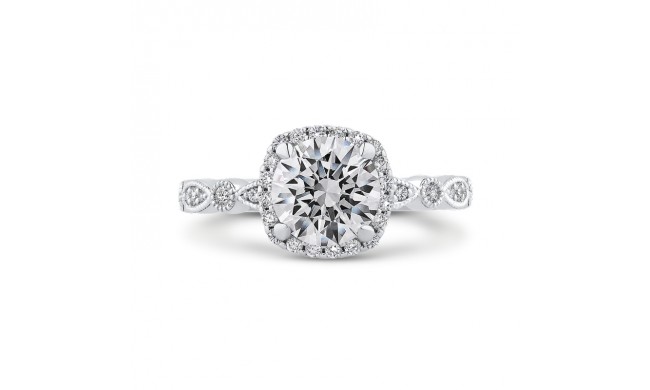 Shah Luxury 14K White Gold Round Cut Diamond Halo Engagement Ring (Semi-Mount)