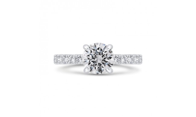 Shah Luxury 18K White Gold Round Diamond Solitaire Plus Engagement Ring  (Semi-Mount)
