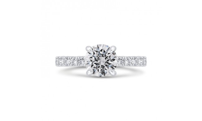 Shah Luxury 18K White Gold Round Diamond Solitaire Plus Engagement Ring  (Semi-Mount)