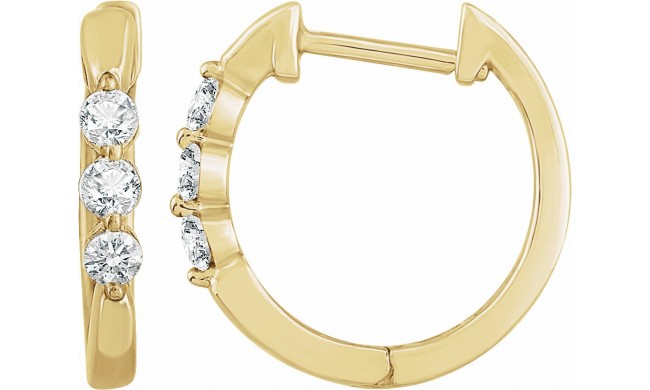 14K Yellow 1/4 CTW Diamond Hoop Earrings