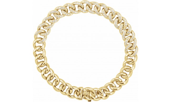 14K Yellow 3/4 CTW Diamond Curb 7 Bracelet
