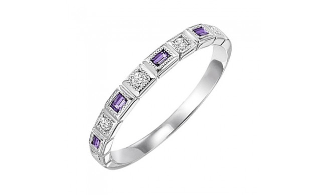 Gems One 14Kt White Gold Diamond (1/12Ctw) & Amethyst (1/8 Ctw) Ring