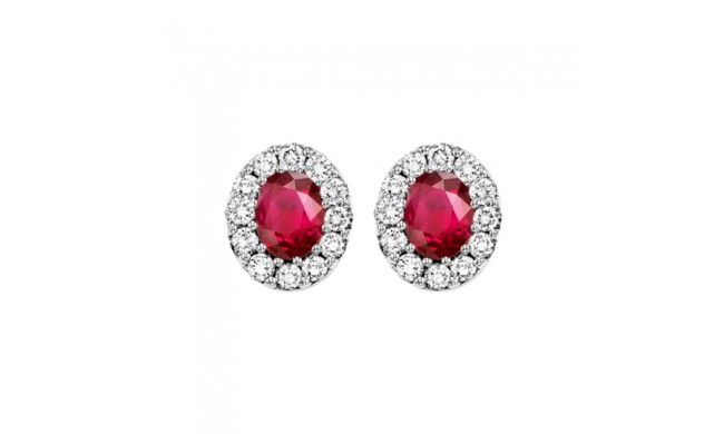 Gems One 14Kt White Gold Diamond (1/5Ctw) & Ruby (1 1/3 Ctw) Earring