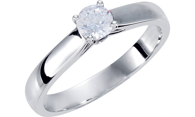 10K White 1/2 CTW Diamond Solitaire Engagement Ring with Accent