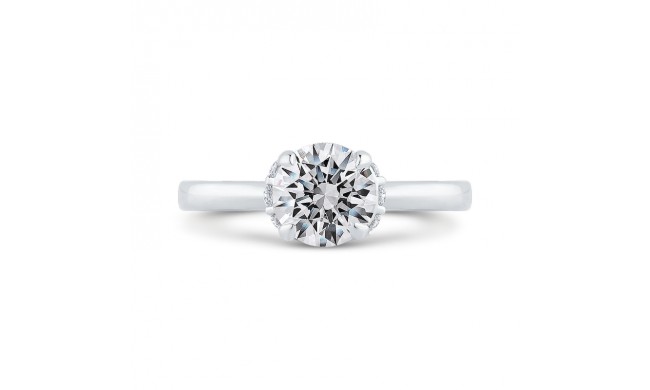 Shah Luxury 14K White Gold Round Cut Diamond Engagement Ring (Semi-Mount)