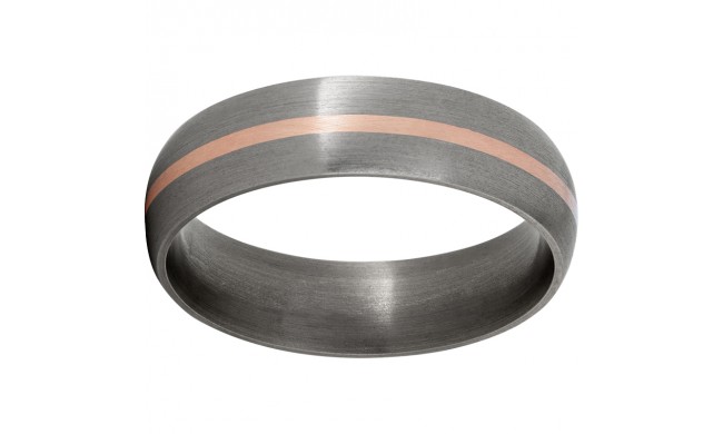 Titanium Domed Band with a 1mm 14K Rose Gold Inlay and Satin Finish
