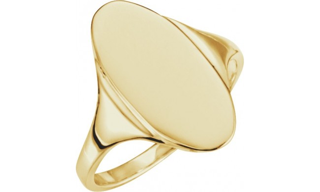 14K Yellow 16.4x8.5 mm Oval Signet Ring