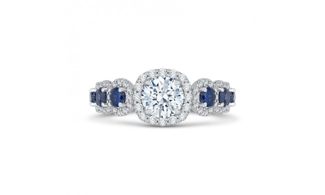 Shah Luxury 14K Two-Tone Gold Round Diamond Engagement Ring with Sapphire (Semi-Mount)