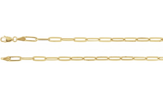 14K Yellow 3.85 mm Elongated Flat Link 7 Chain