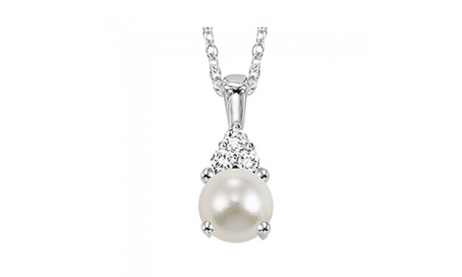 Gems One 10Kt White Gold Diamond (1/50Ctw) & Pearl (3/8 Ctw) Pendant