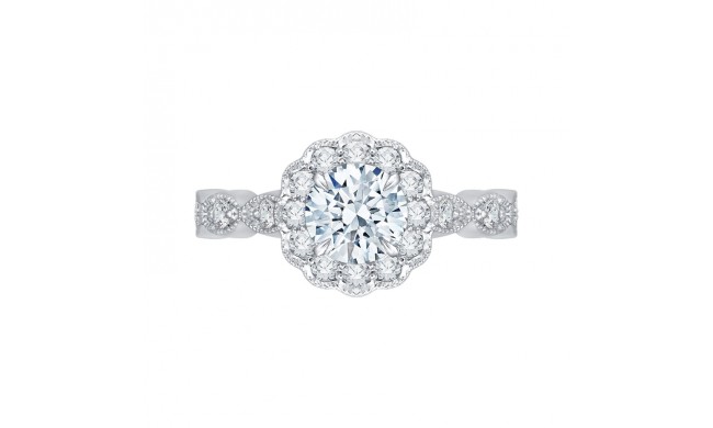 Shah Luxury 14K White Gold Round Diamond Halo Engagement Ring (Semi-Mount)