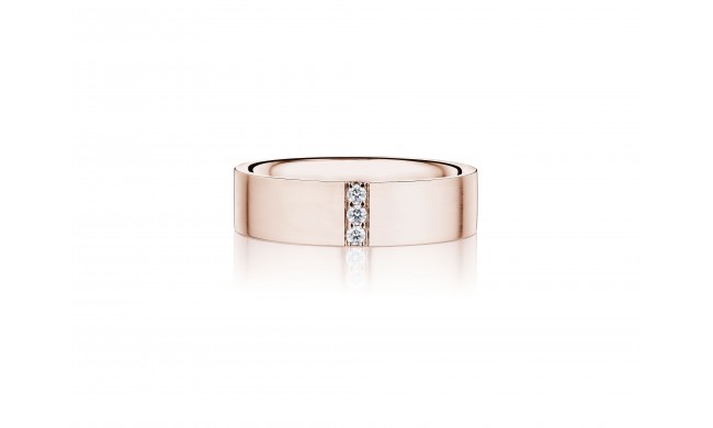 Henri Daussi 6mm Men's Wedding Band MB130 18k Gold Rose 0.08 Ctw.