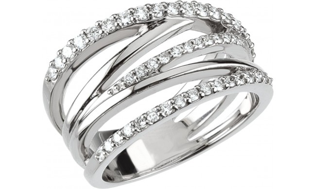 14K White 1/2 CTW Diamond Criss Cross Ring