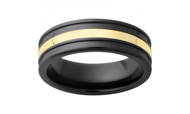 Black Diamond Ceramic Band with 2mm 18K Yellow Gold Inlay