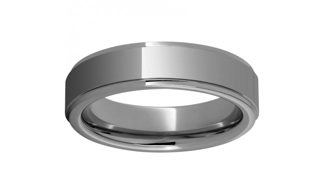 Rugged Tungsten  6mm Flat Grooved Edge Band and Polished Finish