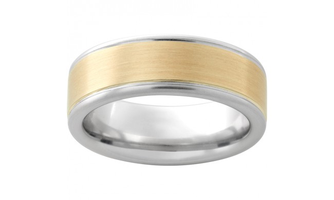 Serinium Pipe Cut Band with 14K Yellow Gold Inlay