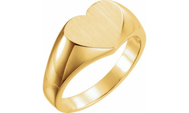 14K Yellow 11x10 mm Heart Signet Ring