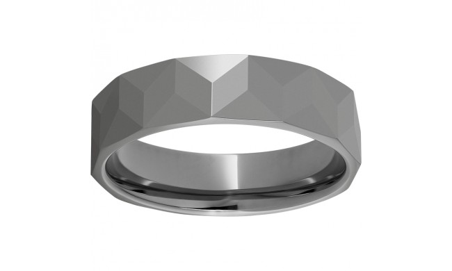 Rugged Tungsten  6mm Band with Angled Facets and Polished Finish