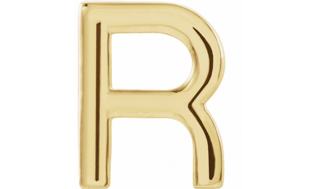 14K Yellow Single Initial R Earring