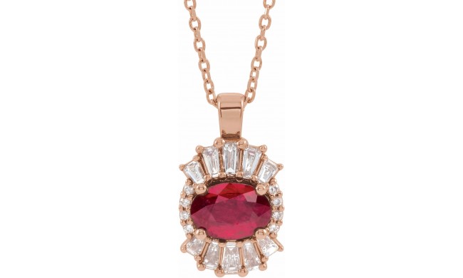 14K Rose Ruby & 1/3 CTW Diamond 16-18 Necklace