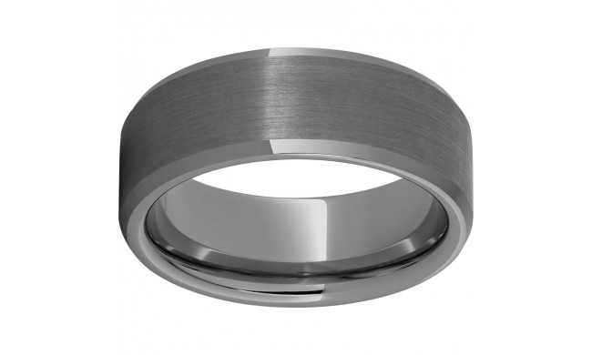 Rugged Tungsten  8mm Beveled Edge Band with Satin Finish