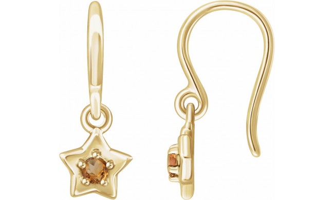 14K Yellow 3 mm Round November Youth Star Birthstone Earrings