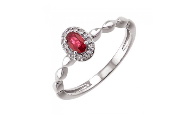 Gems One 10Kt White Gold Diamond (1/12Ctw) & Ruby (1/3 Ctw) Ring